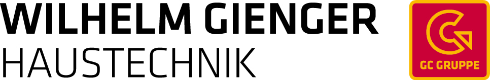 Schriftzug Wilhelm Gienger Haustechnik in Schwarz mit rotem GC Logo